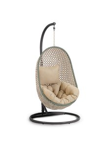 Kave Home - Cira-riipputuoli telineellä tummanharmaa teline vihreä / beige polyrottinki - MULTICO | Stockmann