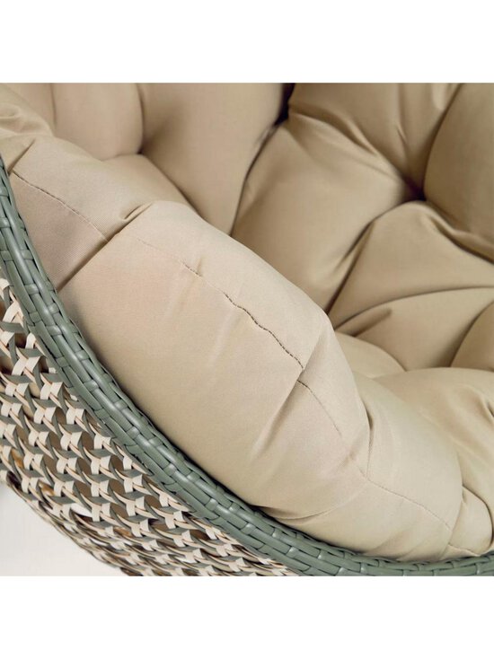 Kave Home - Cira-riipputuoli telineellä tummanharmaa teline vihreä / beige polyrottinki - MULTICO | Stockmann - photo 4