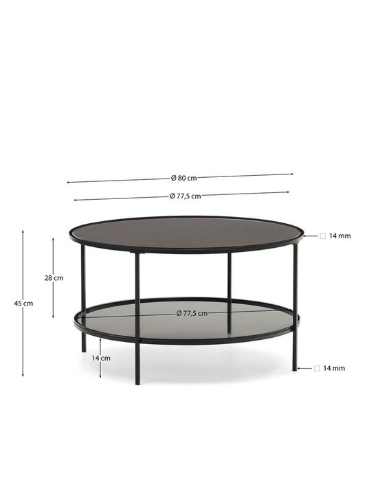 Kave Home - Gilda-sohvapöytä musta lasi / metalli ⌀ 80 cm - BLACK | Stockmann - photo 3