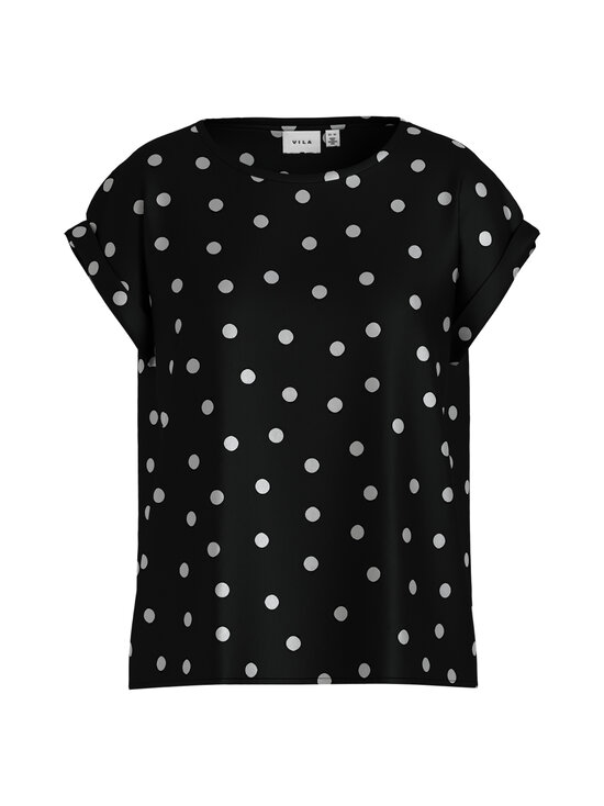 Vila - Viellette Full Satin -pusero - BLACK AOP:SNOW WHITE DOTS | Stockmann - photo 1