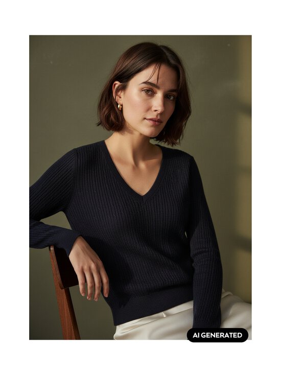GANT - V-neck adīts džemperis - 433 EVENING BLUE | Stockmann - photo 2