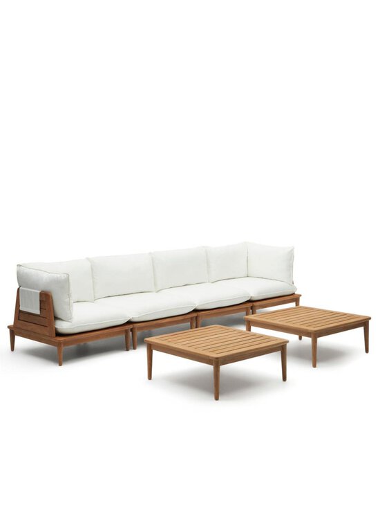 Kave Home - Portitxol-ulkosohvasetti pöydällä valkoinen / tiikki L 360 cm - BEIGE | Stockmann - photo 2