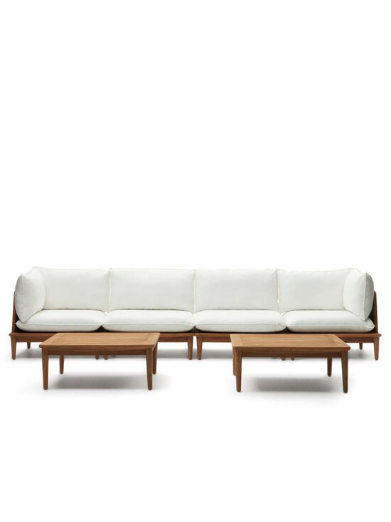 Kave Home - Portitxol-ulkosohvasetti pöydällä valkoinen / tiikki L 360 cm - BEIGE | Stockmann - photo 1