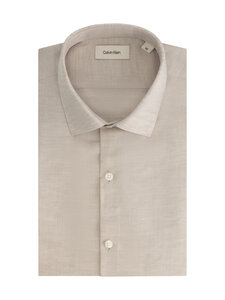 Calvin Klein Menswear - Slim Fit Linen Blend -kauluspaita - 7KG TAUPE | Stockmann