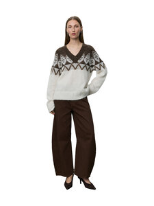 Sofie Schnoor - Allegrasw V-Neck -neule - 9144 OFF WHITE - BROWN | Stockmann