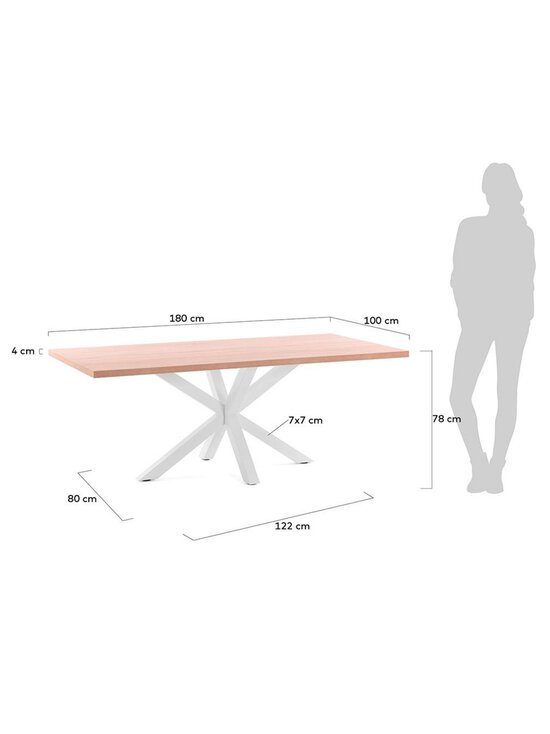 Kave Home - Argo-ruokapöytä tammenvärinen melamiini / valkoinen 180 x 100 cm - BROWN | Stockmann - photo 3