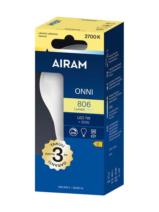 Airam - LED A60 827 806lm E27 -himmennettävä filamenttilamppu - TRANSPARENT | Stockmann - photo 2