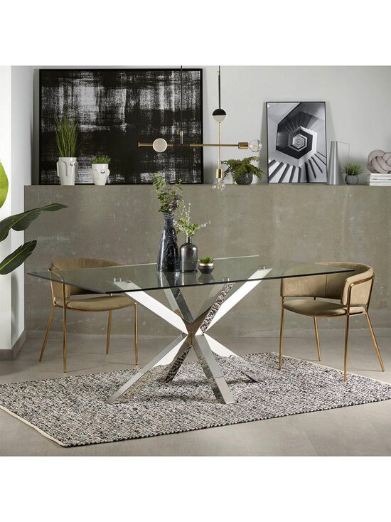 Kave Home - Argo-ruokapöytä kirkas lasi / kromi 180 x 100 cm - TRANSPR | Stockmann - photo 7