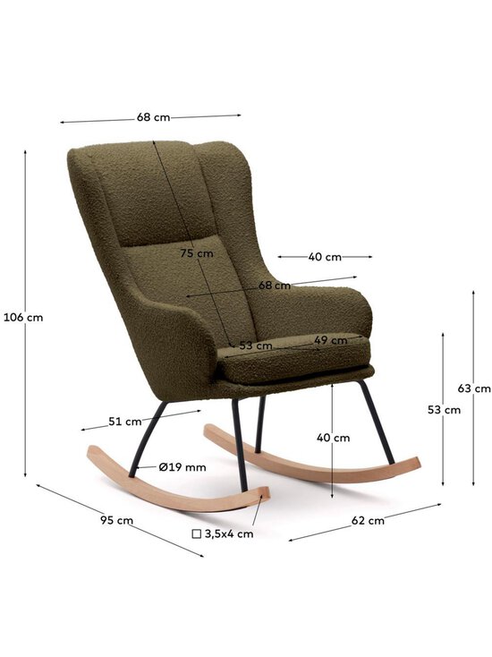 Kave Home - Maustin-keinutuoli tummanvihreä buklee - GREEN | Stockmann - photo 8
