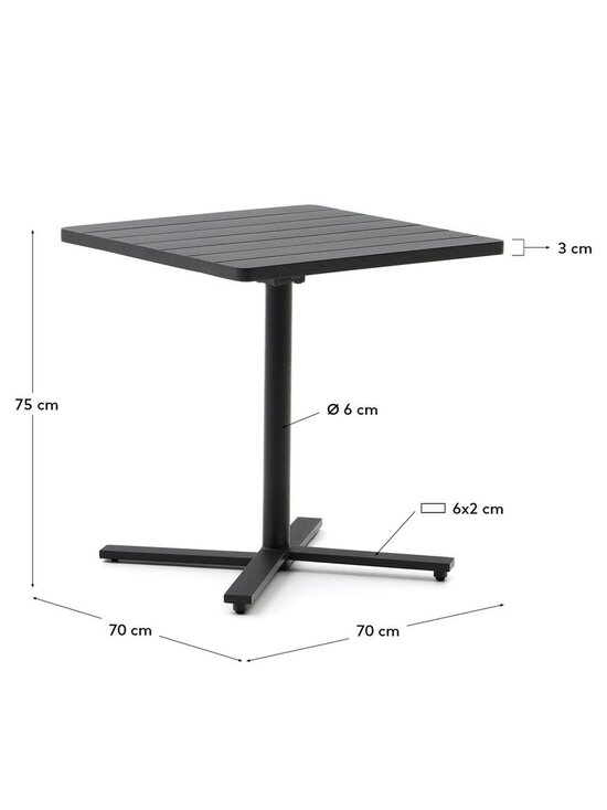 Kave Home - Torreta-taittopöytä tummanharmaa keskijalalla 70 x 70 cm - BLACK | Stockmann - photo 3