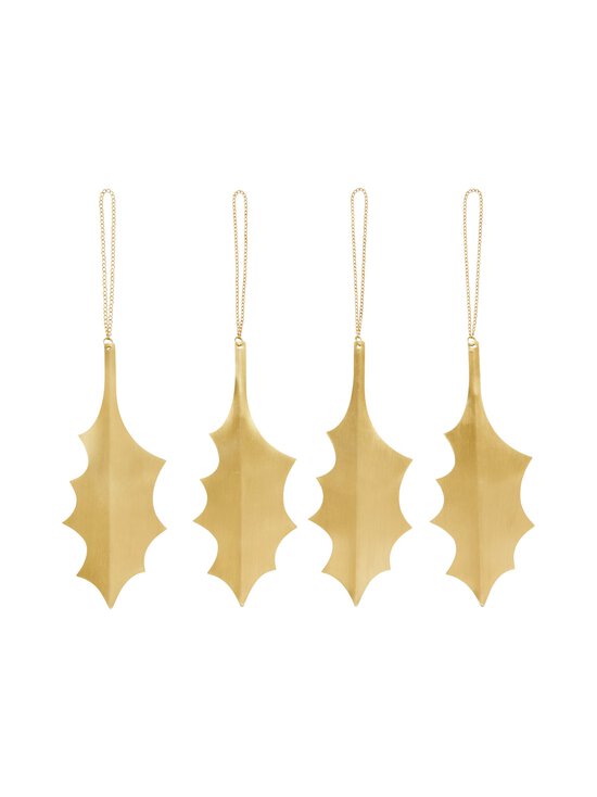 Holly Leaf Brass Ornaments -koriste 4 kpl