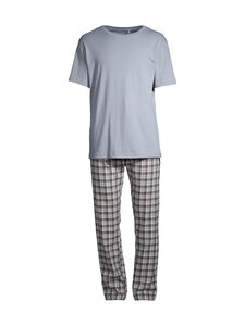 CONSTRUE - New Haven -pyjama 2-osainen - GREY MEL. CHECK/LT. BLUE | Stockmann
