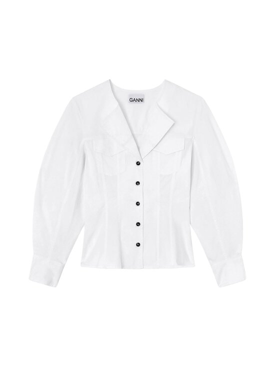 Ganni - Stretch Cotton -paitapusero - 151 BRIGHT WHITE | Stockmann - photo 1