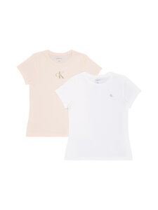 Calvin Klein Kids - Slim Monologo t-paidat 2-pack - 0VV PALEPEACH/BRIGHTWHITE | Stockmann
