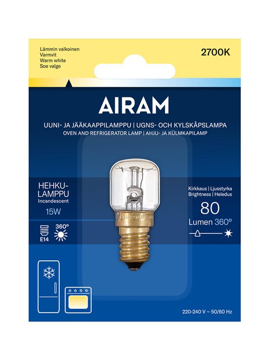 Airam - T26 15W E14 -uuni-/jääkappilamppu - TRANSPARENT | Stockmann - photo 2