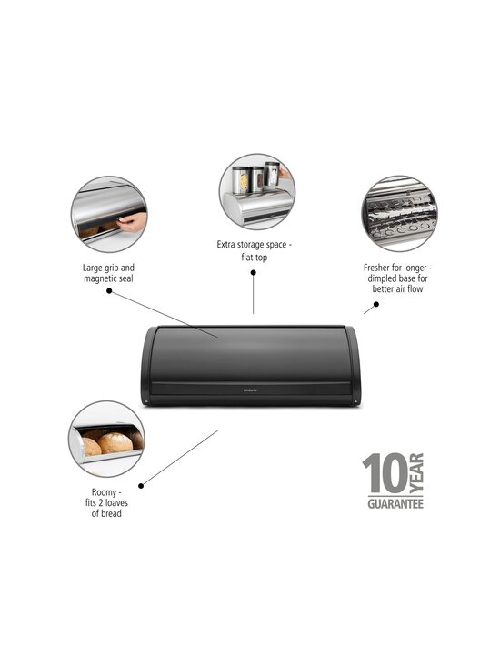 Brabantia - Roll Top Large -leipälaatikko - MATT BLACK | Stockmann - photo 4