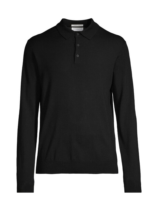 ESSENTIALS by Stockmann - Emmett Polocollar merīnvilnas džemperis - BLACK 99072 | Stockmann - photo 1