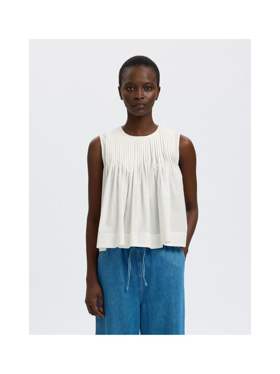 Selected - SlfSophia Pleated -toppi - SNOW WHITE | Stockmann - photo 4
