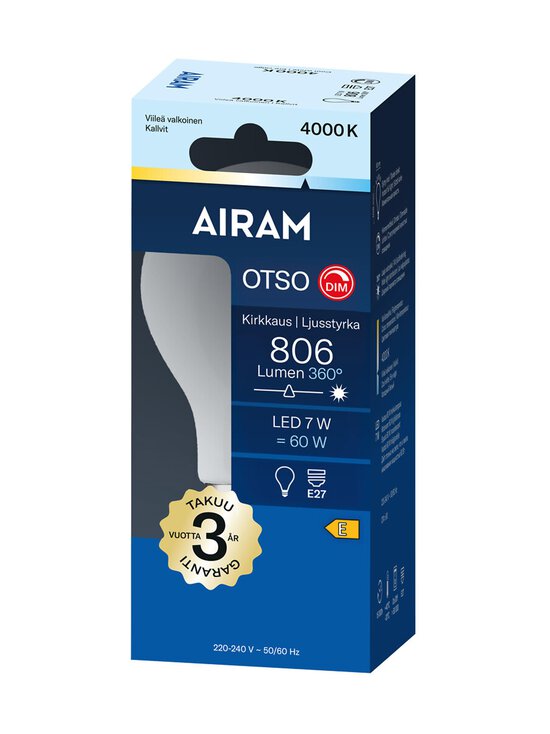 Airam - LED A60 840 806lm E27 Otso -himmennettävä opaalilamppu - TRANSPARENT | Stockmann - photo 2