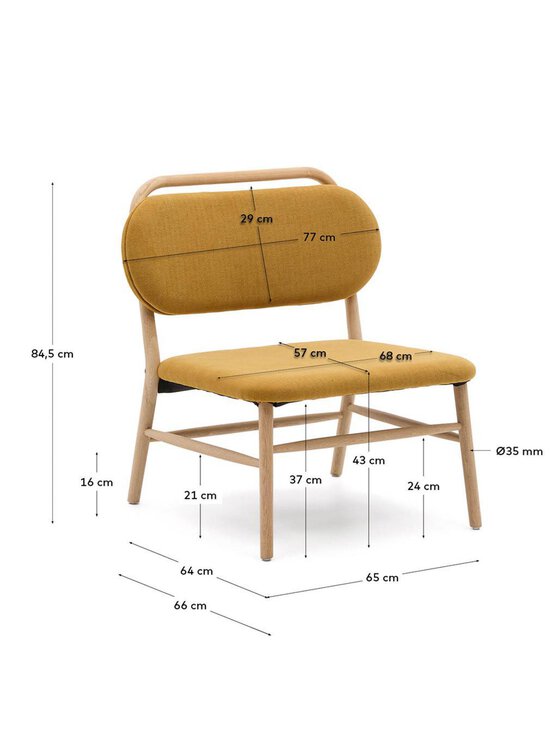 Kave Home - Helda-nojatuoli sinapinkeltainen chenille / tammi - BEIGE | Stockmann - photo 7