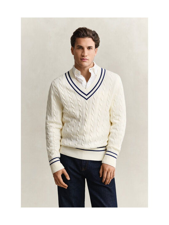 GANT - Palmikkoes kampsun Cotton V-Neck - 130 CREAM | Stockmann - photo 2