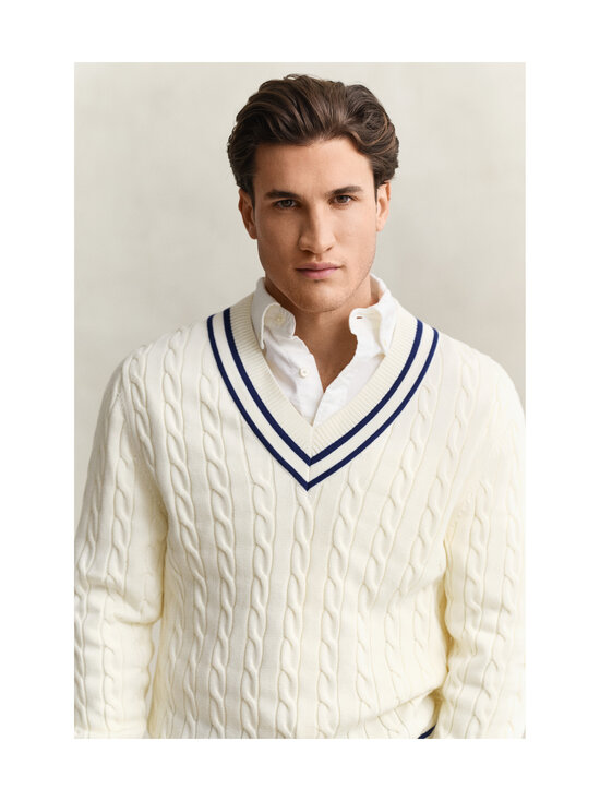 GANT - Palmikkoes kampsun Cotton V-Neck - 130 CREAM | Stockmann - photo 4