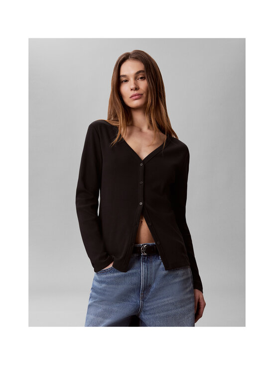 Calvin Klein Jeans - Label Rib Button -neuletakki - UB1 BLACK | Stockmann - photo 4
