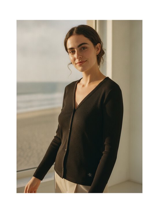 Calvin Klein Jeans - Label Rib Button -neuletakki - UB1 BLACK | Stockmann - photo 8
