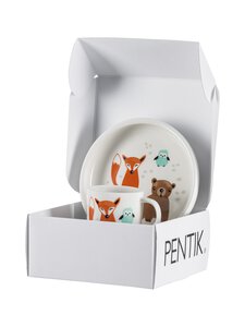 Pentik - Metsänväki-muki 0,2 l ja lautanen 18 cm - LIGHT BROWN | Stockmann