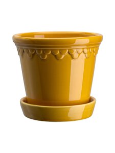 Bergs Potter - Køpenhavner Glazed Amber Yellow -ruukku ja aluslautanen 21 cm - AMBER YELLOW AMBER YELLOW | Stockmann