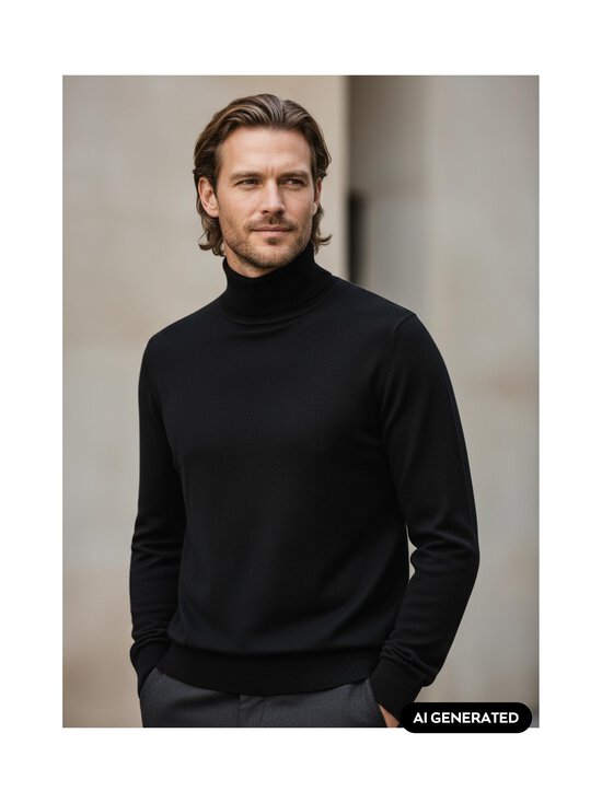 ESSENTIALS by Stockmann - Evan-merinoneulepaita - BLACK 99072 | Stockmann - photo 7