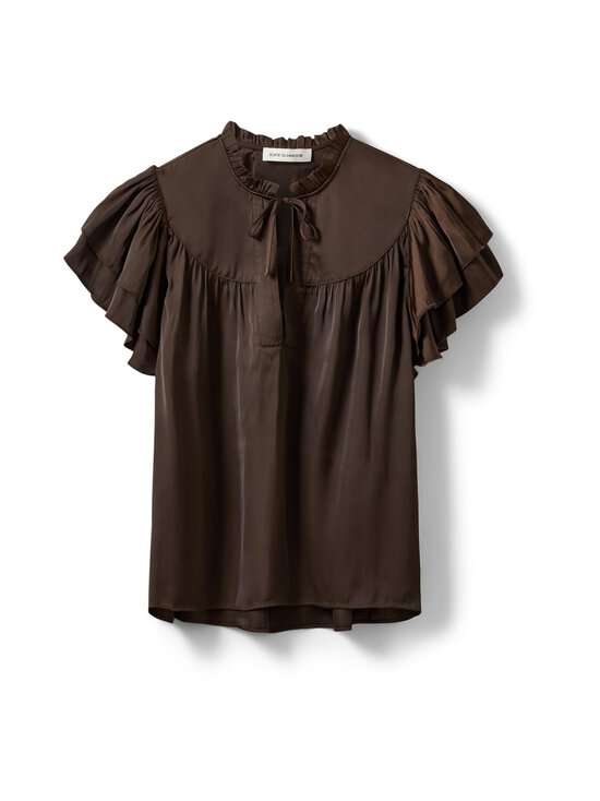 Sofie Schnoor - Lalilasw Frill Top -pusero - 7162 INTENSE BROWN | Stockmann - photo 1