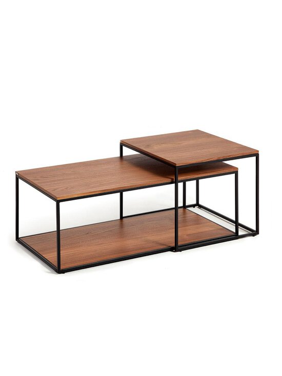 Kave Home - Yoana-sohvapöytäsetti 2 kpl pähkinä/musta - BROWN | Stockmann - photo 1