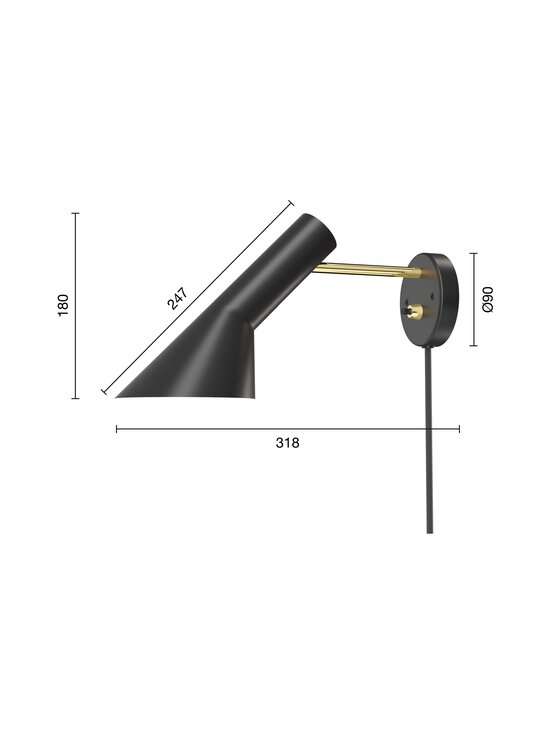 Louis Poulsen - AJ-seinävalaisin - BRASS/BLACK | Stockmann - photo 2