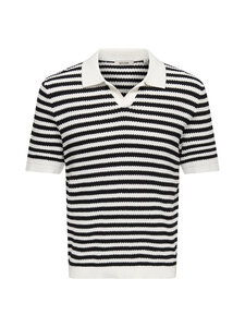 Only & Sons - OnsSerge Regular Split Neck t-paita - EGRET STRIPES:BLACK | Stockmann