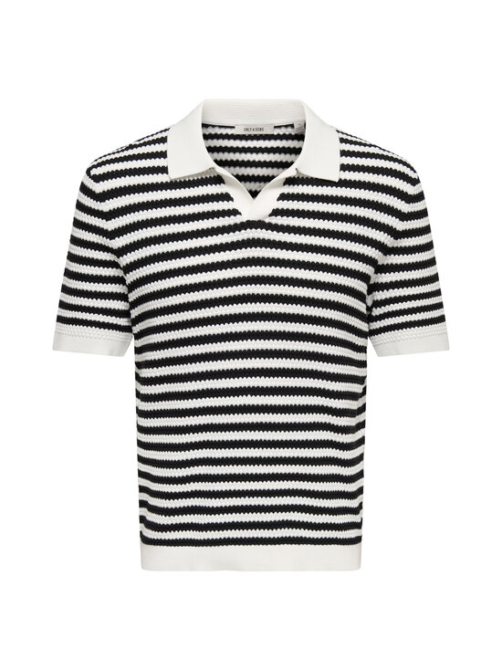 Only & Sons - OnsSerge Regular Split Neck t-paita - EGRET STRIPES:BLACK | Stockmann - photo 1