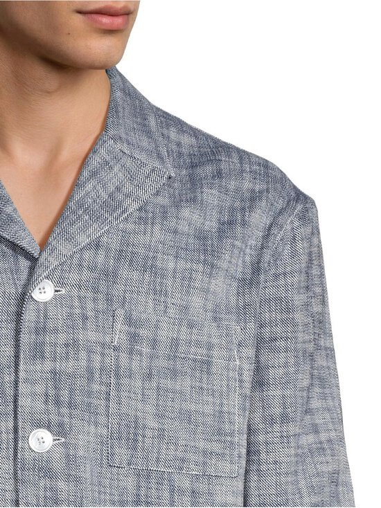 Officine Générale - Sheldon Light Slub Twill -päällyspaita - NAVYINK/WHITE | Stockmann - photo 4