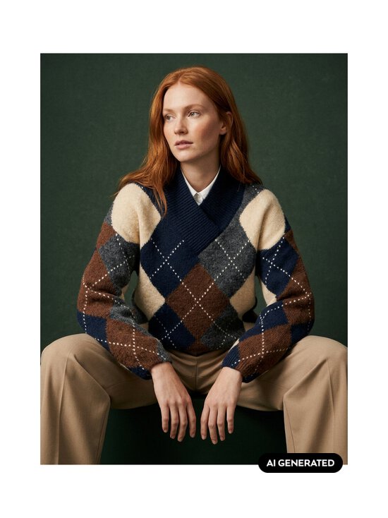 Object - ObjBrenda Lo V-neck -neulepusero - SKY CAPTAIN DETAIL:MELANGE + CHECK | Stockmann - photo 2