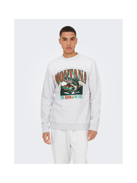 Only & Sons - OnsCeres Monto -collegepaita - SUPER LIGHT GREY MELANGE PRINT:MONTANA | Stockmann - photo 4