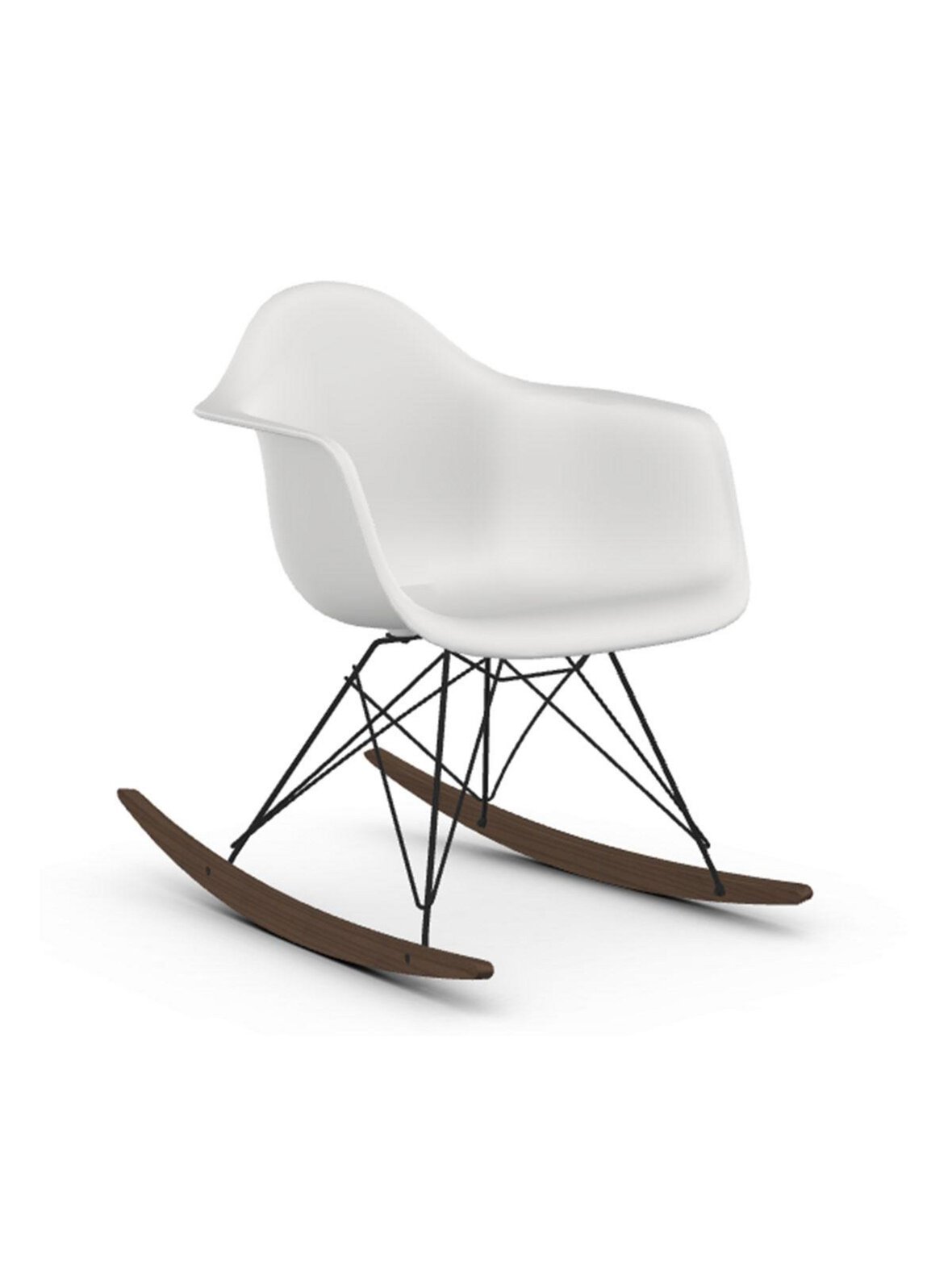 Eames RAR RE -keinutuoli cotton white/musta/tumma vaahtera