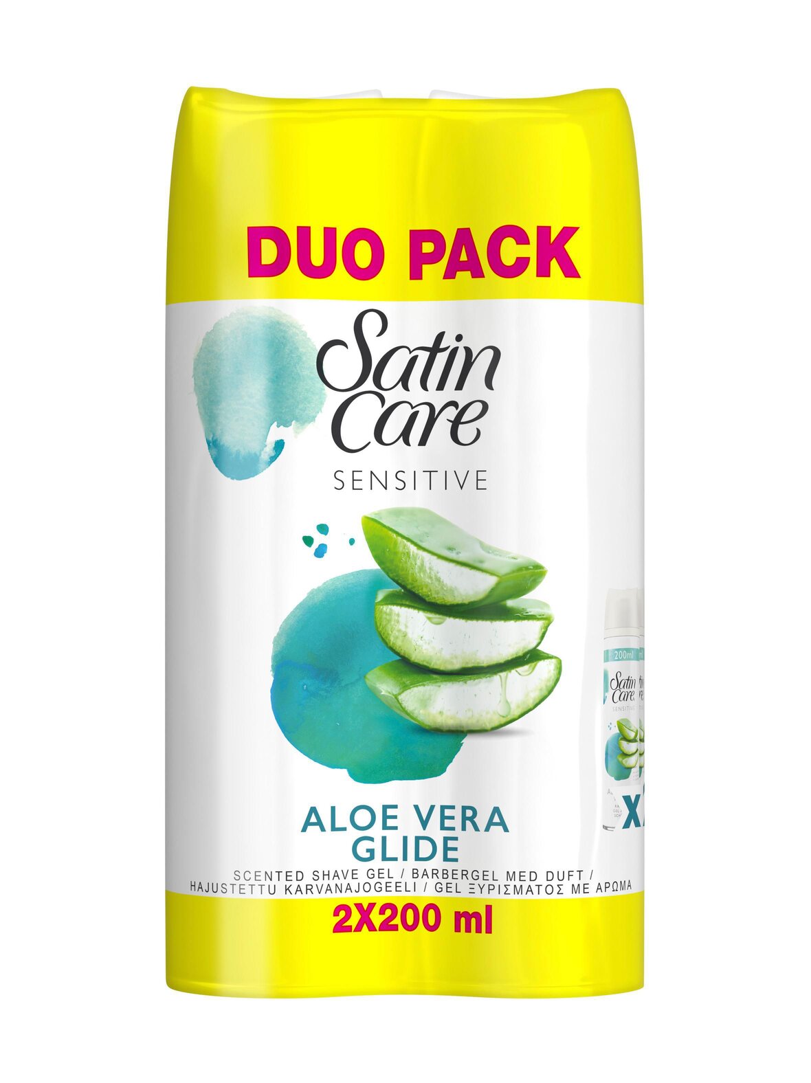 Gillette Satin care aloe vera gel -tuplapakkaus 2 x 200 ml