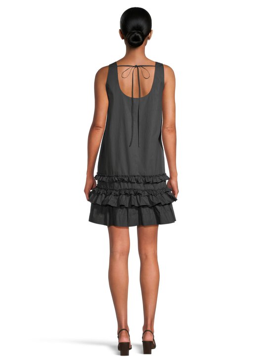 Ganni - Cotton Poplin U-neck Mini Dress Ganni - BLACK | Stockmann - photo 3