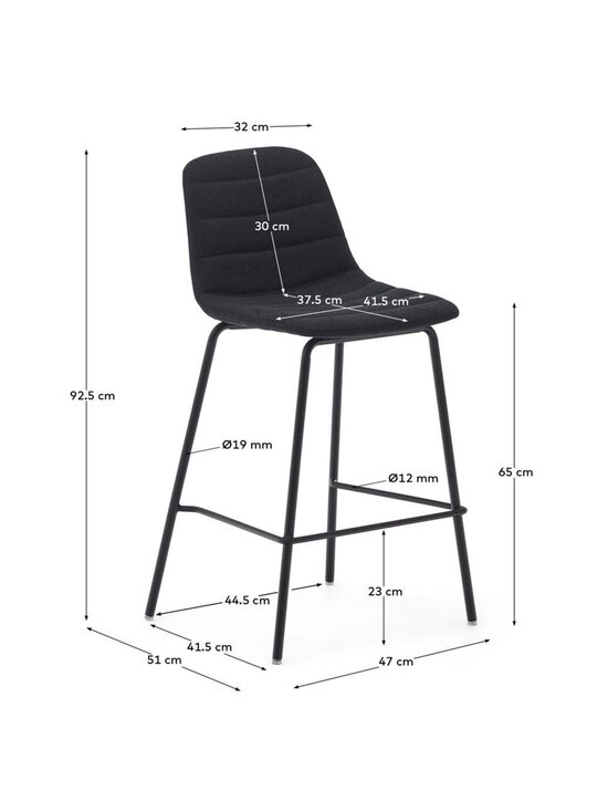 Kave Home - Zunilda-baarituoli musta/musta K 65 cm - BLACK | Stockmann - photo 5