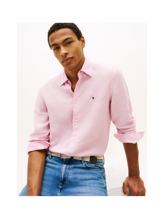 Tommy Hilfiger - Pigment Dyed Regular Fit -pellavakauluspaita - TOL CLASSIC PINK | Stockmann - photo 4