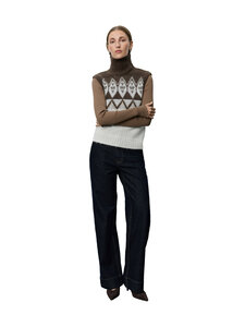 Sofie Schnoor - Vildasw High Neck -neuleliivi - 9144 OFF WHITE - BROWN | Stockmann