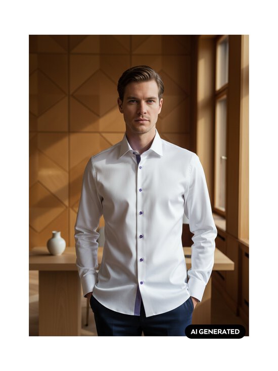 Stenströms - Regular Contrast-kauluspaita, erikoispitkät hihat - 000 WHITE | Stockmann - photo 3