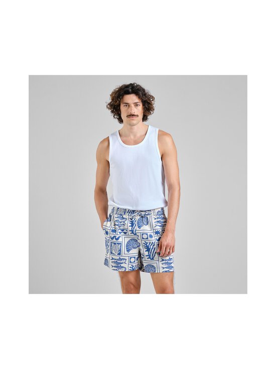Dedicated - Essingen Loose fit -shortsit - OCEAN SQUARES OAT WHITE | Stockmann - photo 2