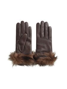 GANT - Shearling Cuff -nahkakäsineet - 202 DEEP BROWN | Stockmann