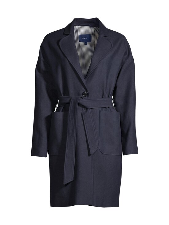 Fluid Linen Blend Belted Coat -takki