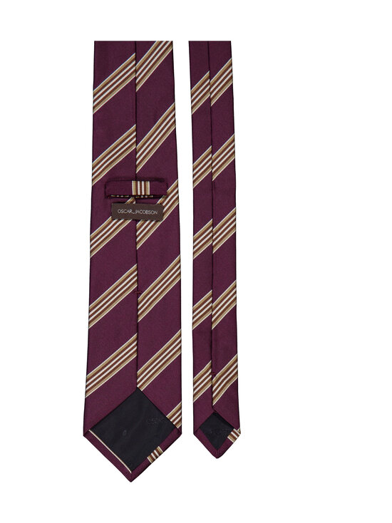 Oscar Jacobson - Striped Silk -silkkisolmio - 615 DARK RED | Stockmann - photo 2